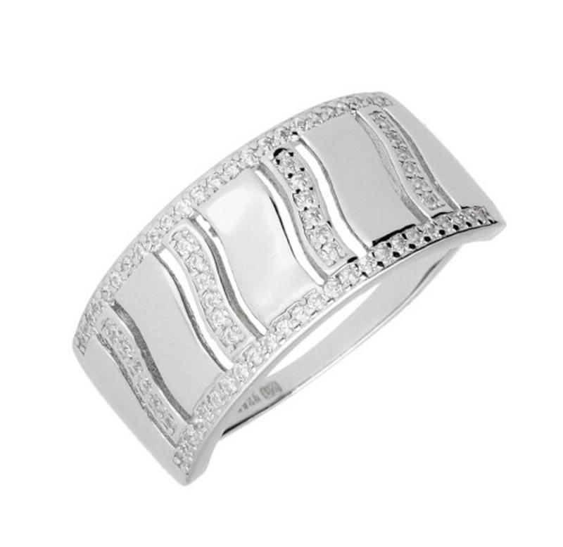 Stříbrný prsten - čiré kulaté zirkony | Argento.cz