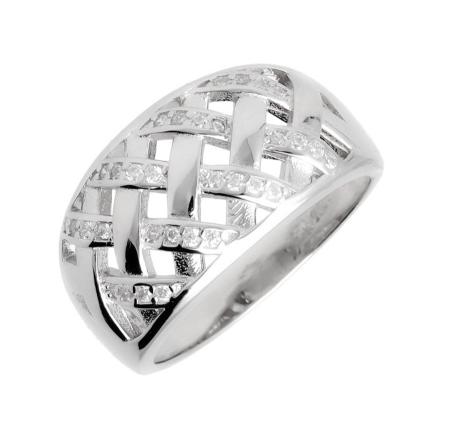 Stříbrný prsten - čiré kulaté zirkony | Argento.cz