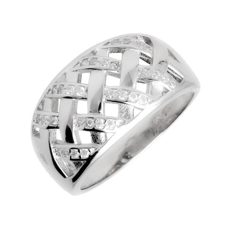 Stříbrný prsten - čiré kulaté zirkony | Argento.cz