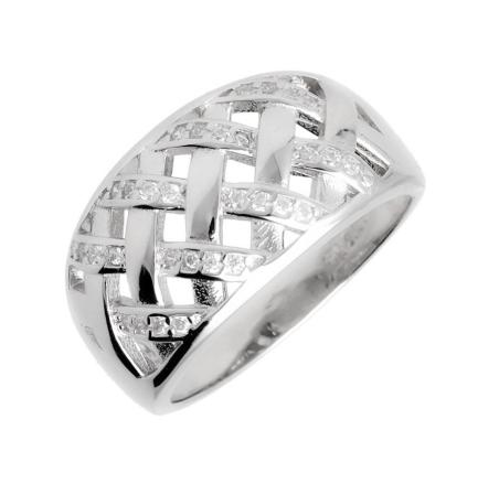 Stříbrný prsten - čiré kulaté zirkony | Argento.cz