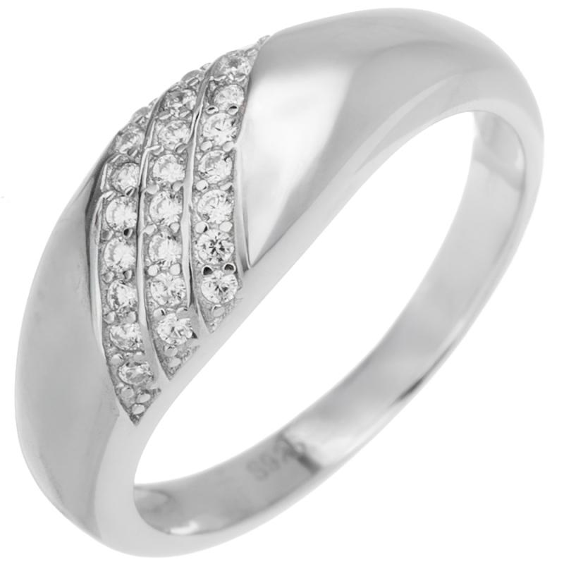 Stříbrný prsten - čiré kulaté zirkony | Argento.cz