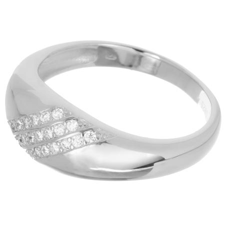 Stříbrný prsten - čiré kulaté zirkony | Argento.cz