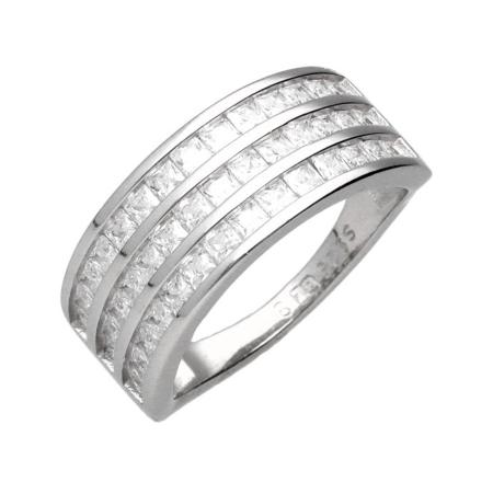 Stříbrný prsten - čiré kulaté zirkony | Argento.cz