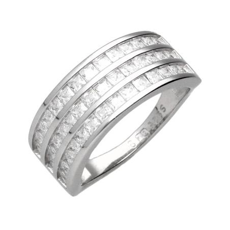 Stříbrný prsten - čiré kulaté zirkony | Argento.cz