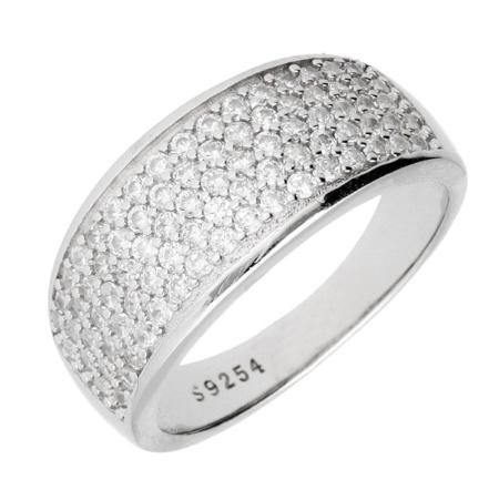 Stříbrný prsten - čiré kulaté zirkony | Argento.cz