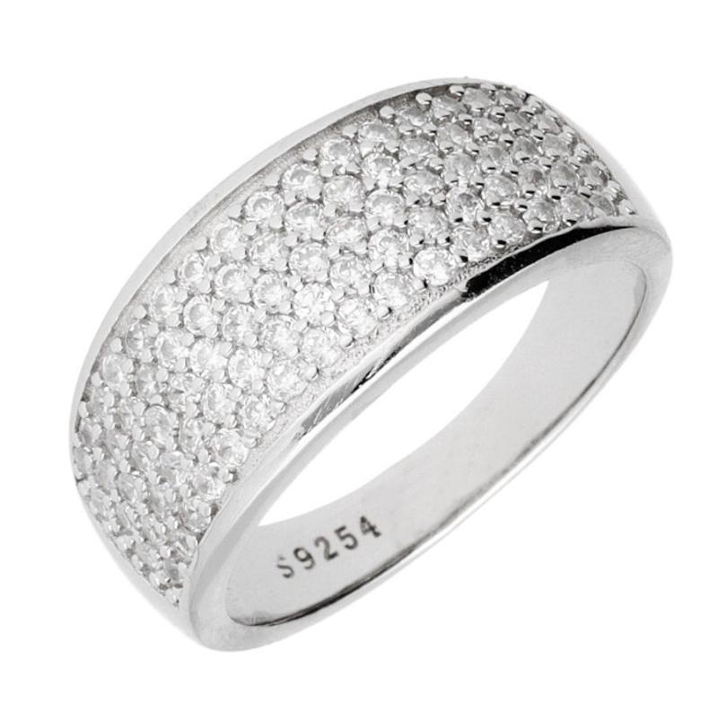 Stříbrný prsten - čiré kulaté zirkony | Argento.cz