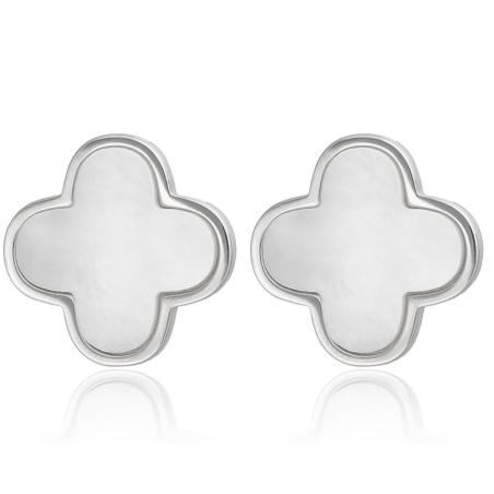 Stříbrné náušnice - čtyřlístek, perleť | Argento.cz
