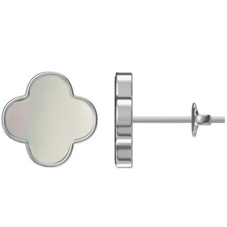 Stříbrné náušnice - čtyřlístek, perleť | Argento.cz