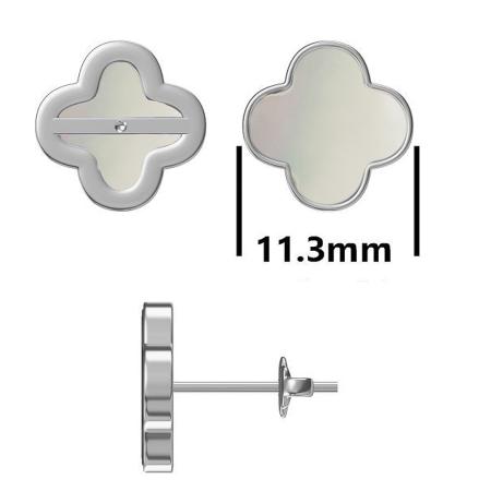 Stříbrné náušnice - čtyřlístek, perleť | Argento.cz