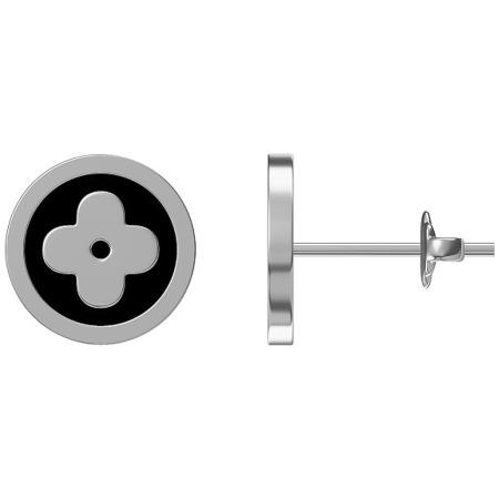 Stříbrné náušnice - čtyřlístek, černá glazura | Argento.cz