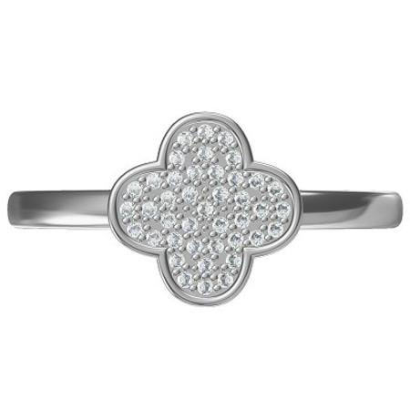 Stříbrný prsten - čtyřlístek, čiré kulaté zirkony | Argento.cz