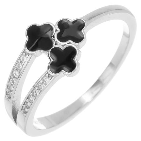 Stříbrný prsten - čtyřlístek, čiré kulaté zirkony | Argento.cz