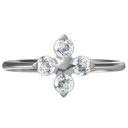 Stříbrný prsten - čtyřlístek, čiré kulaté zirkony | Argento.cz