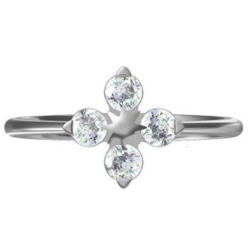 Stříbrný prsten - čtyřlístek, čiré kulaté zirkony | Argento.cz