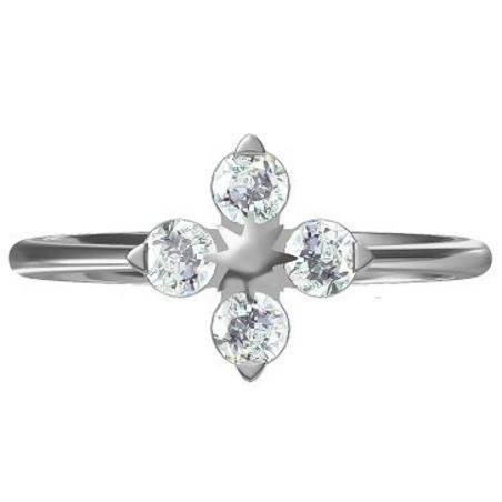 Stříbrný prsten - čtyřlístek, čiré kulaté zirkony | Argento.cz