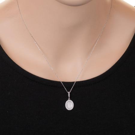 Přívěsek z bílého zlata Zázračná medailka - čiré kulaté zirkony | Argento.cz