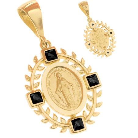 Zlatý přívěsek Zázračná medailka - černé zirkony ve tvaru čtverce | Argento.cz