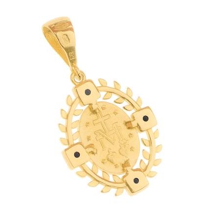 Zlatý přívěsek Zázračná medailka - černé zirkony ve tvaru čtverce | Argento.cz