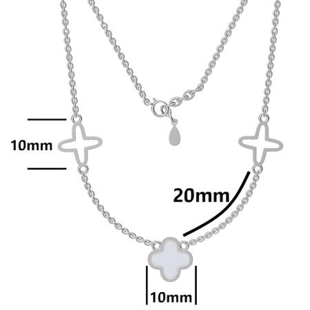 Stříbrný náhrdelník - čtyřlístek, perleť, délka 43 až 46 cm | Argento.cz