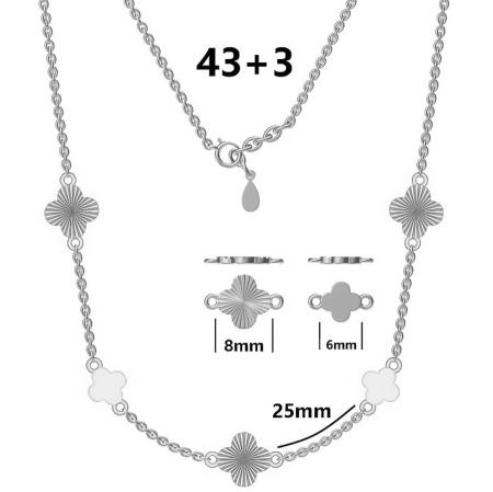 Stříbrný náhrdelník - čtyřlístek, délka 43 až 46 cm | Argento.cz