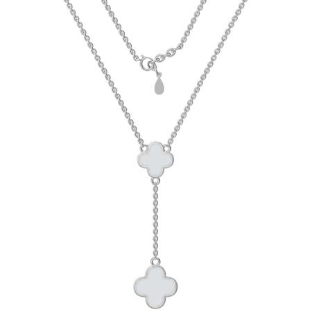 Stříbrný náhrdelník - čtyřlístek, perleť, délka 43 až 46 cm | Argento.cz