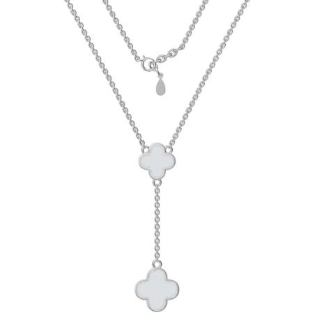 Stříbrný náhrdelník - čtyřlístek, perleť, délka 43 až 46 cm | Argento.cz