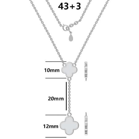 Stříbrný náhrdelník - čtyřlístek, perleť, délka 43 až 46 cm | Argento.cz