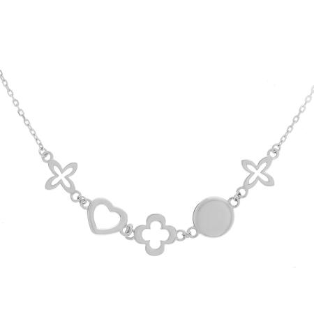 Stříbrný náhrdelník - čtyřlístek, délka 43 až 46 cm | Argento.cz