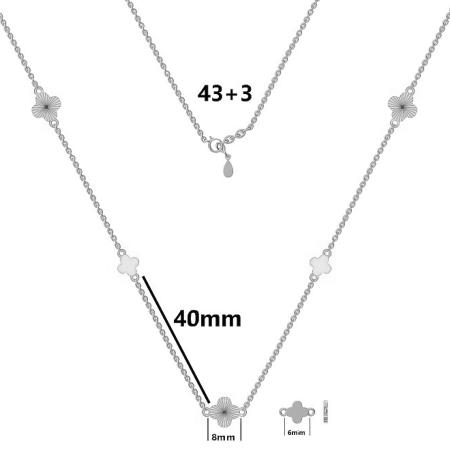 Stříbrný náhrdelník - čtyřlístek, délka 43 až 46 cm | Argento.cz