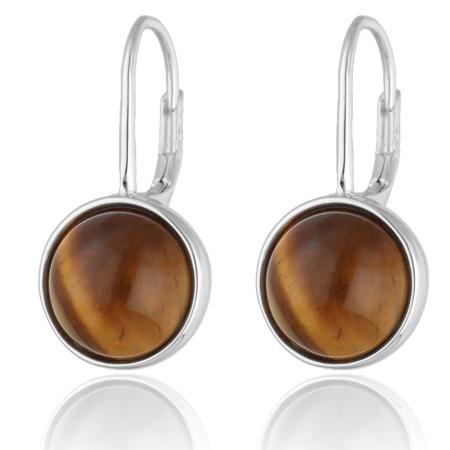 Stříbrné náušnice - přírodní kámen tygří oko | Argento.cz