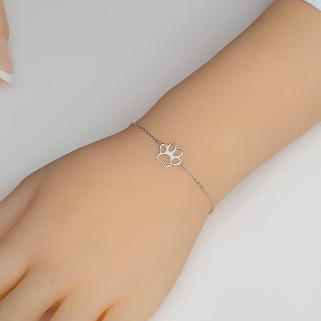 Stříbrný náramek - labka, vzor Rolo, délka 16 až 19 cm | Argento.cz