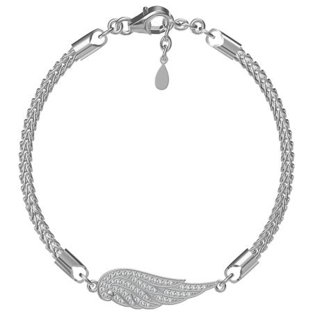 Stříbrný náramek - andělské křídlo, čiré kulaté zirkony | Argento.cz