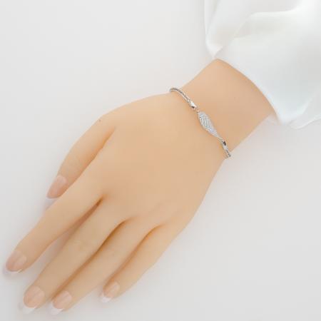 Stříbrný náramek - andělské křídlo, čiré kulaté zirkony | Argento.cz