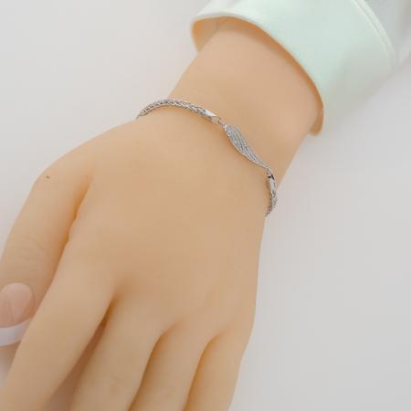 Stříbrný náramek - andělské křídlo, čiré kulaté zirkony | Argento.cz