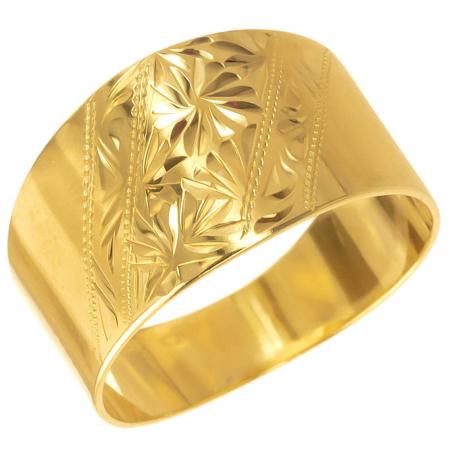 Pozlacený stříbrný prsten - s ručním gravírem | Argento.cz