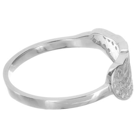 Stříbrný prsten - andělské křídlo, čiré kulaté zirkony | Argento.cz