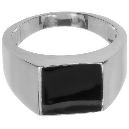 Stříbrný prsten - pečetní, černá glazura ve tvaru čtverce | Argento.cz