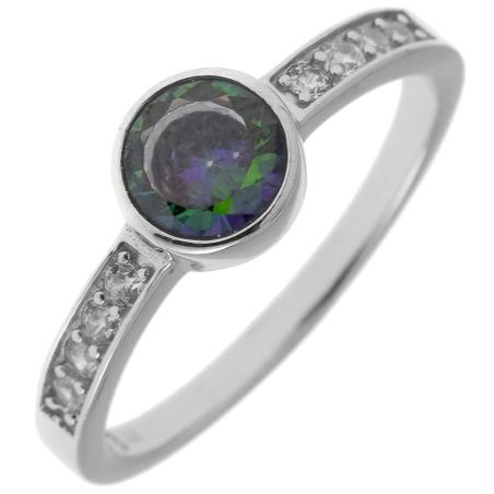 Stříbrný prsten - kulatý zirkon Vitrail Light, čiré kulaté zirkony | Argento.cz