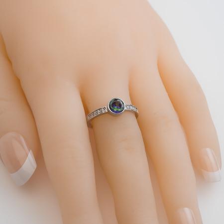 Stříbrný prsten - kulatý zirkon Vitrail Light, čiré kulaté zirkony | Argento.cz