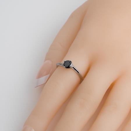 Stříbrný prsten - černý kulatý zirkon, čiré kulaté zirkony | Argento.cz