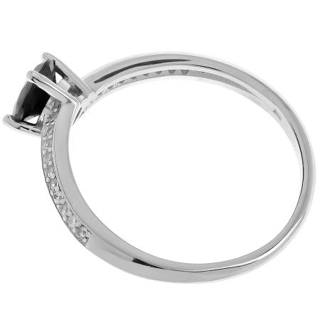 Stříbrný prsten - černý kulatý zirkon, čiré kulaté zirkony | Argento.cz