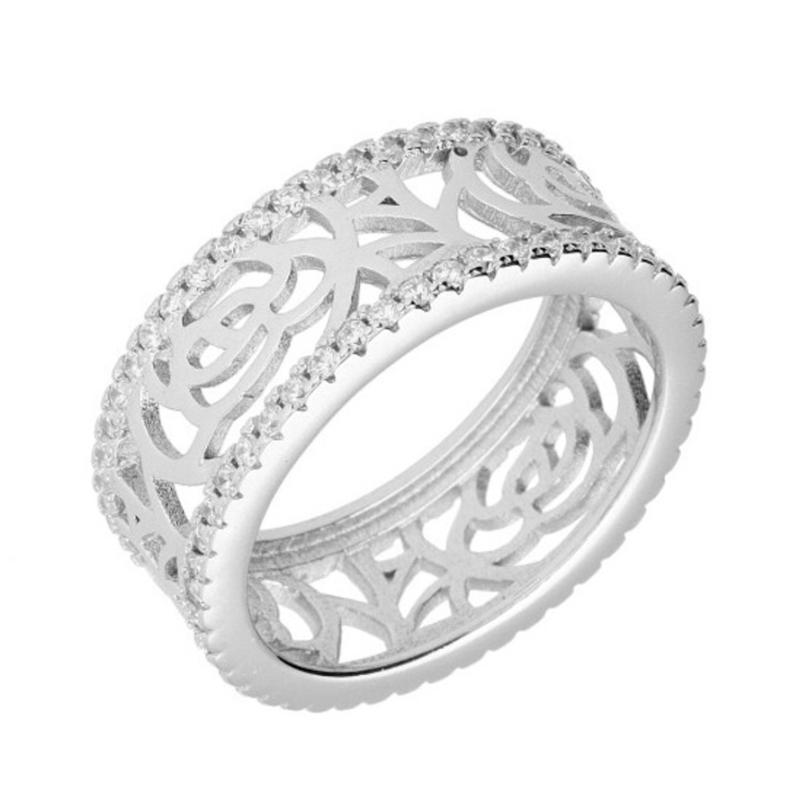 Stříbrný prsten - čiré kulaté zirkony | Argento.cz