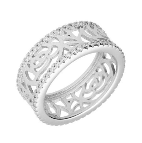 Stříbrný prsten - čiré kulaté zirkony | Argento.cz