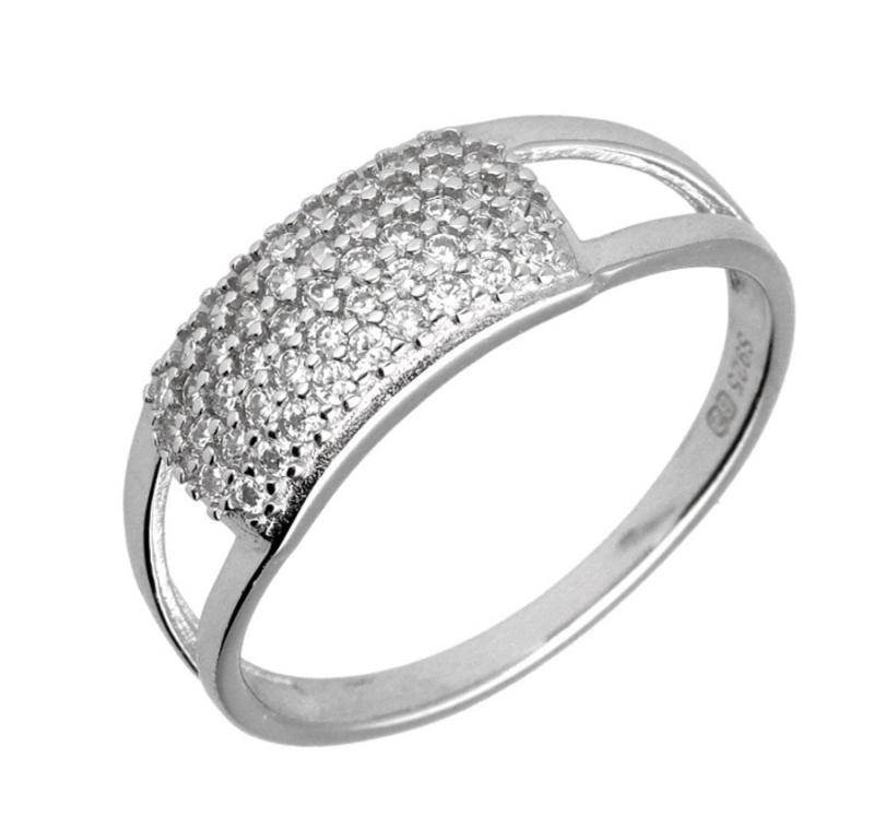 Stříbrný prsten - čiré kulaté zirkony | Argento.cz