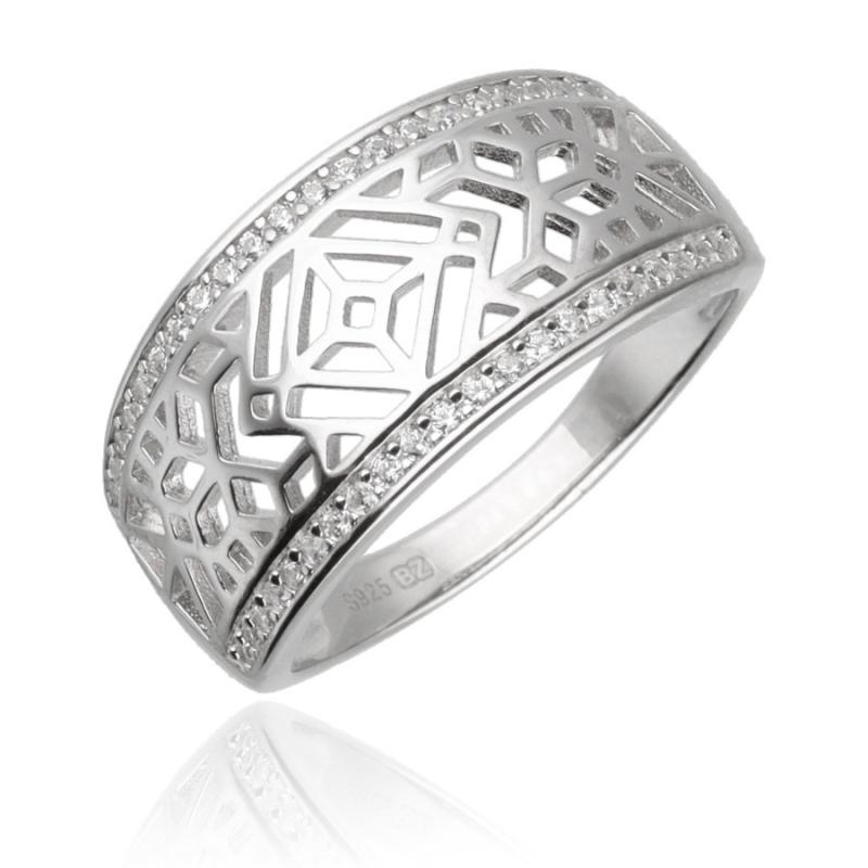 Stříbrný prsten - čiré kulaté zirkony | Argento.cz