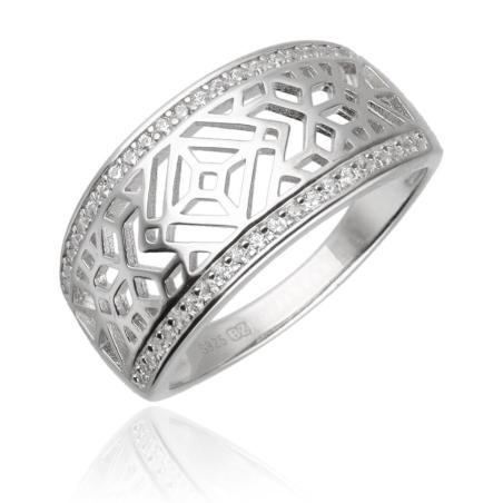 Stříbrný prsten - čiré kulaté zirkony | Argento.cz