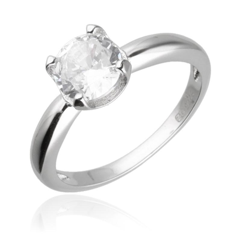 Stříbrný prsten - čirý kulatý zirkon | Argento.cz