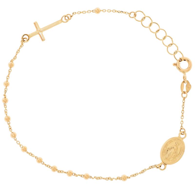 Zlatý náramek růženec - 1 desítek, křížek, Zázračná medailka, délka 16 až 18 cm | Argento.cz