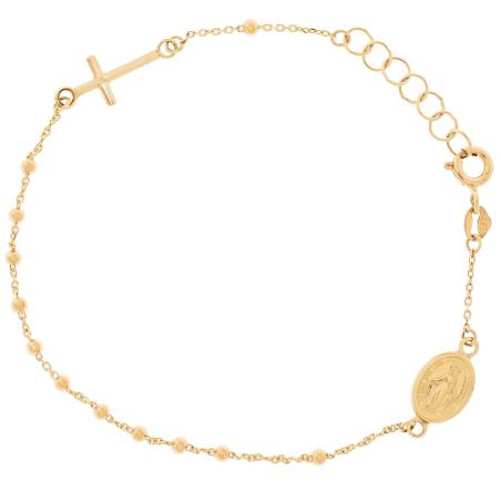 Zlatý náramek růženec - 1 desítek, křížek, Zázračná medailka, délka 16 až 18 cm | Argento.cz