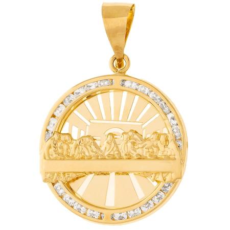 Zlatý přívěsek - Poslední večeře, čiré kulaté zirkony | Argento.cz